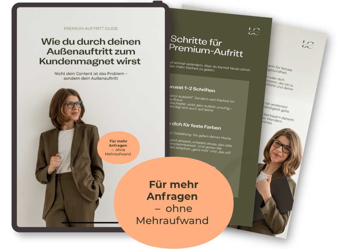 lacourage-free-guide-außenauftritt-kundenmagnet LaCourage Free Guide für Selbständige, Mockup: "Wie du durch deinen Außenauftritt zum Kundenmagnet wirst"